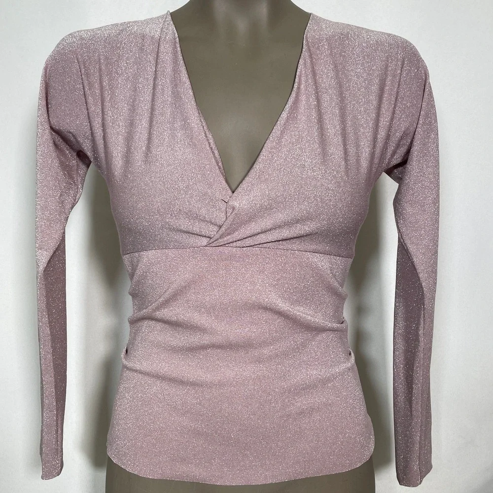 Chiara Boni La Petite Robe Metallic Pink Top & Straight Leg Pants Women's Sz 38